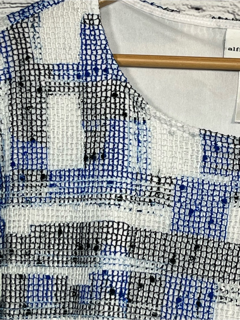 Alfred Dunner Layered Open Weave Blouse T Shirt Womens Size Large Geometric - Picture 9 of 14